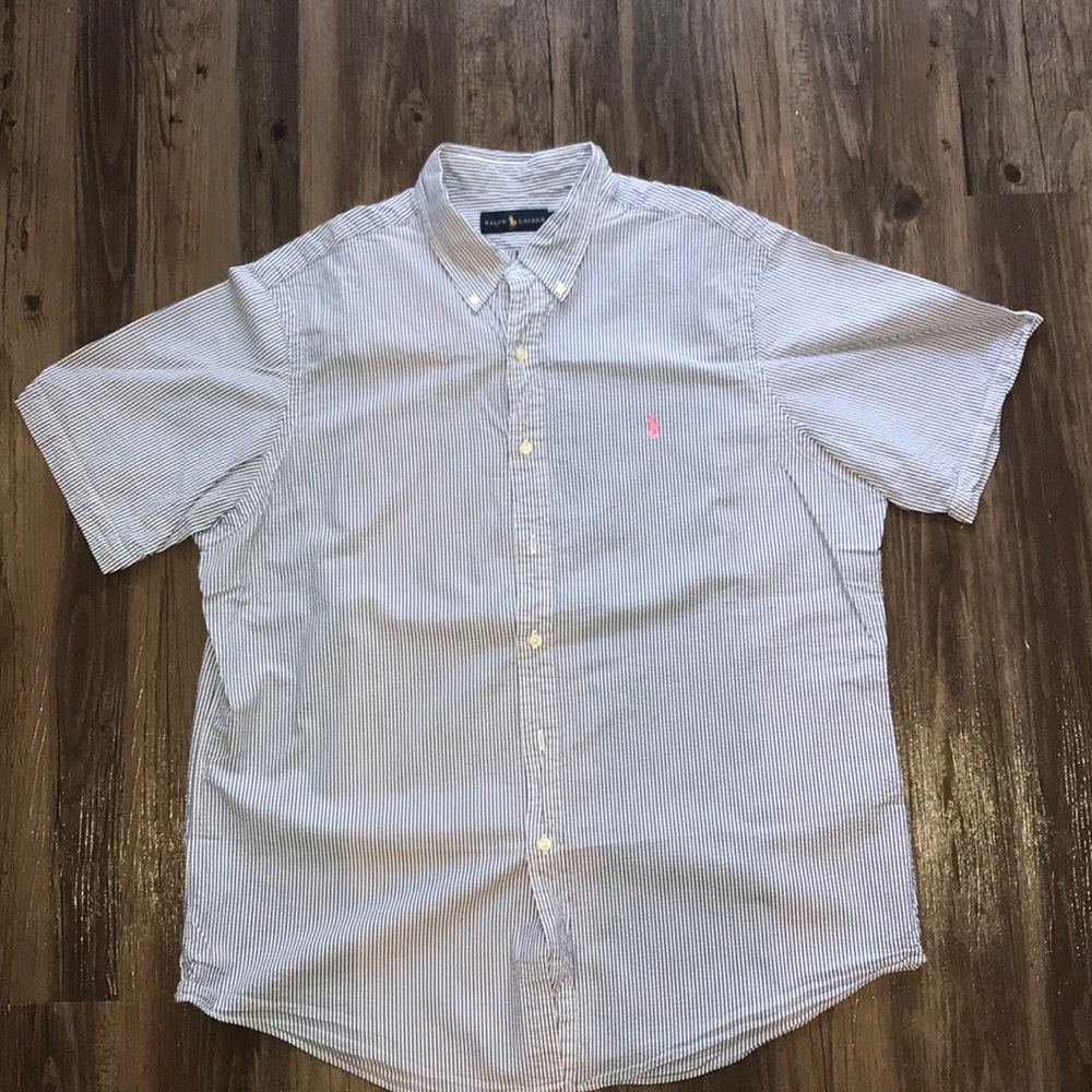 XL Blue/white seer sucker Polo Ralph Lauren shirt